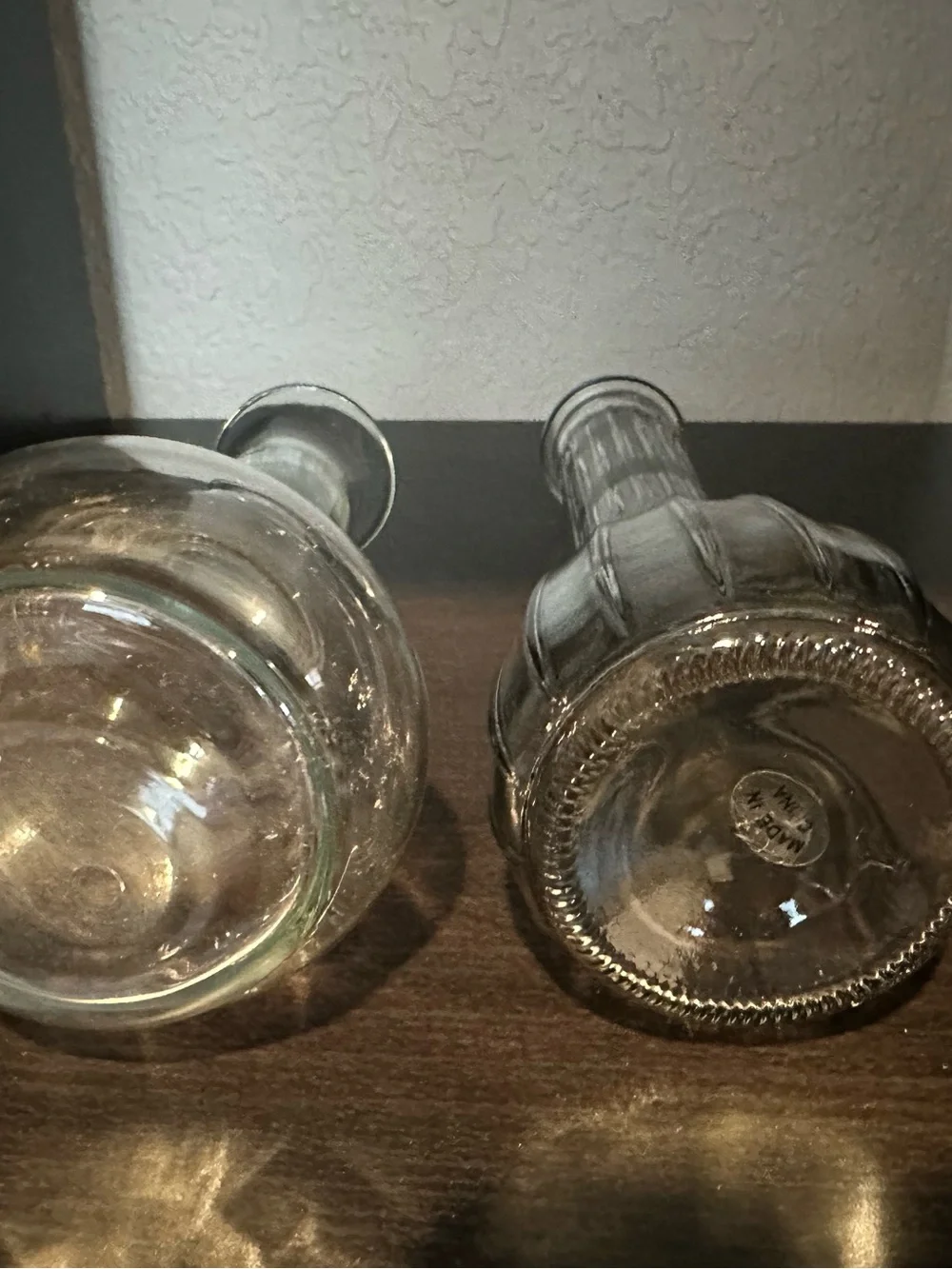 VINTAGE Brody Style Clear Glass 9 Tall Vase Ribbed - Smooth-Round Base(Set of 2)